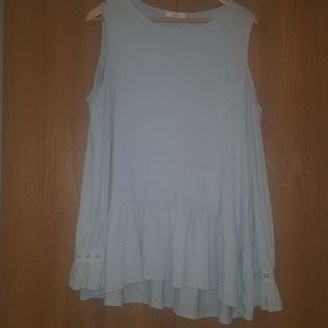 Blue, cold shoulder, long sleeve top